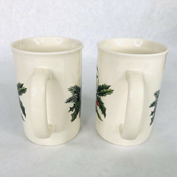 2 Otagiri Chicadee Christmas Mugs Holly Leaves - Picture 3 of 6